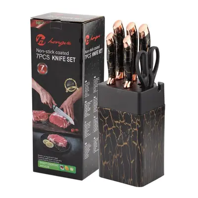 Kitchen Knife Set 7-Piece Stainless Steel Marble Pattern