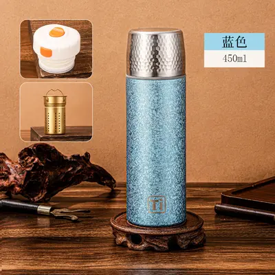 Titanium Crystal Steeping Vacuum Insulated Thermal Mug with Tea Infuser Hammered Finish - 7