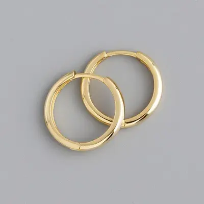 925 Silver Hoop Earrings Korean Style Hypoallergenic - 11