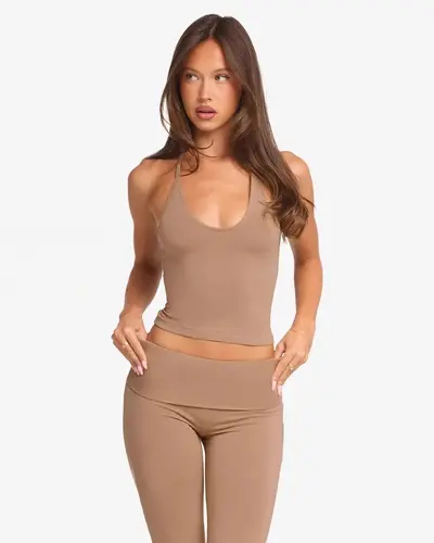 Light Pink Yoga Pants for Women, Thin Pilates, Halter Set - 8