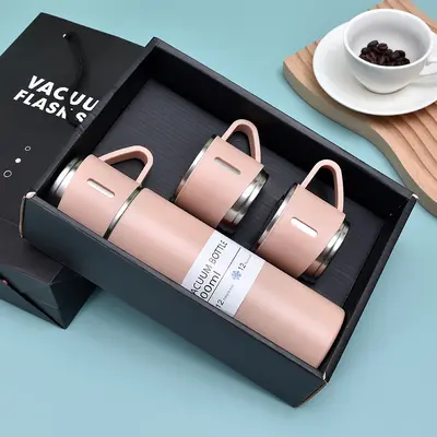 Edelstahl-Thermobecher-Set, 3 Deckel, im Geschenkkarton - 9