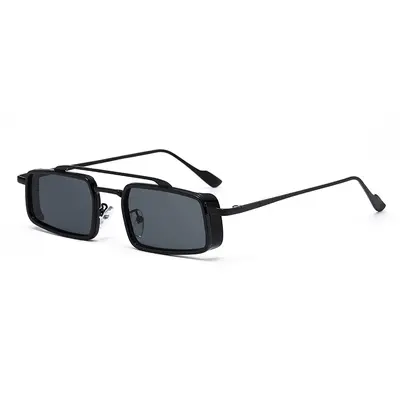 Retro Metal Square Sunglasses, Thick Rim, Unisex - 10