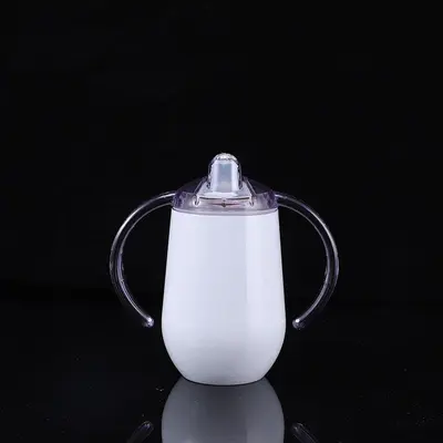 Çocuklar için 10oz 304 paslanmaz çelik çift kapaklı emiş ağızlı bardak