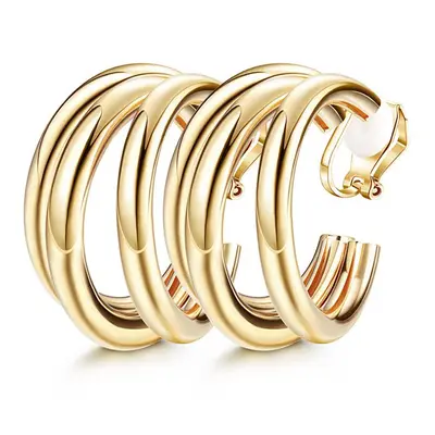 Geometric Painless Hollow Ear Clips, Non-Piercing Alloy Earrings