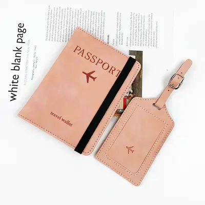 Cross-border dot color-changing PU leather skin-feel multi-color strap passport cover luggage tag set multifunctional passport holder bag