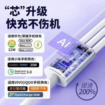 Huawei 120W charger 3-in-1 fast charging cable 120W fast charging charging head USB head wholesale - 5