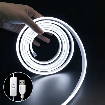 USB Neon Işık Şerit, 5V, Kısılabilir, Su Geçirmez, Sıcak Beyaz - 8