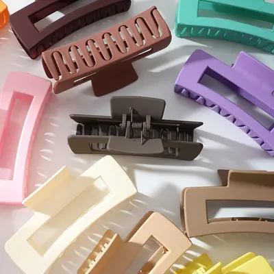 Cross-border large grip matte hair clip women bun clip square hair barrette back of head hair accessory shark clip wholesale
