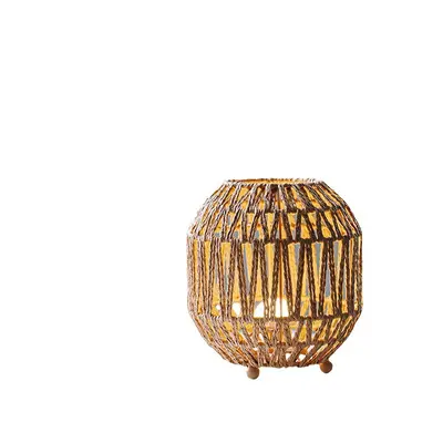 Amazon Cross-Border Handmade Rope-Woven Table Lamp, American Rustic Pastoral Style, Warm Bedroom Night Light, Decorative Ambient Light