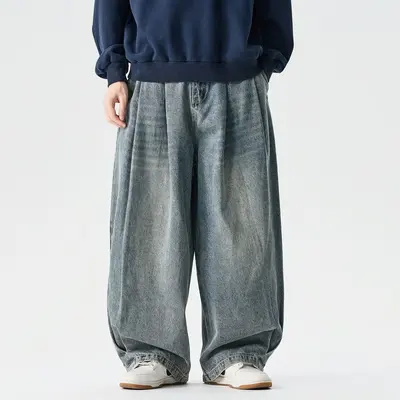 Herren-Jeans mit weitem Bein, Vintage-Workwear-Stil, Übergröße