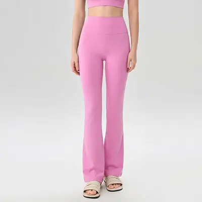 Women's Nylon 66 Flared Yoga Pants with Lycra and High Waist - 11