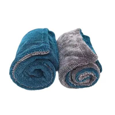 Double-Layer Peacock Blue Braided Car Wash Towel, Highly Absorbent and Lint-Free
