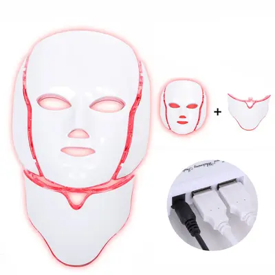 Household Neck LED Photon Skin Rejuvenation Device Seven-Color Light Spectrum Facial Whitening Skin Rejuvenation Beauty Mask