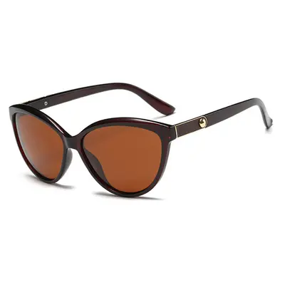 Women's Polarized Cat-Eye Sunglasses, Lightweight with Leather Detail - 5