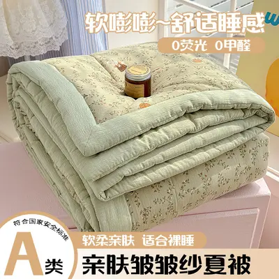 Class A Mother and Baby Grade Summer Cooling Quilt Water-Washed Cotton Summer Bedding Air-Conditioning Quilt Thin Comforter Summer Machine Washable Quilt Core Gift - 12
