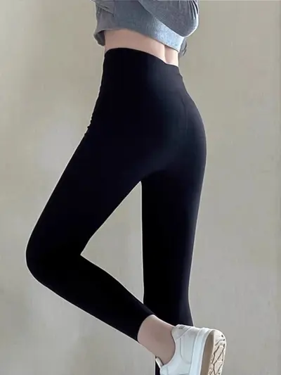 Women's Fleece-Lined Shark Skin Leggings, Dark Grey, Shaping