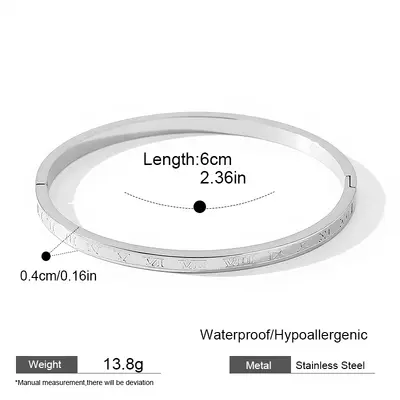 Armband mit römischen Ziffern Gravur, feines Modell, Schnappverschluss - 7