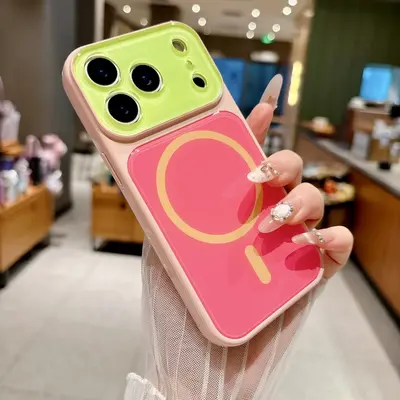 Dopamine Color-Block Phone Case for Apple iPhone 17 Pro Max, Fits iPhone 18 Pro, Full Wrap Protection for 16/15, Magnetic