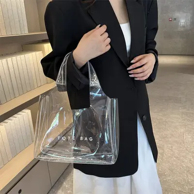 Transparent PVC Women's Shoulder Bag, Elegant Modern Design