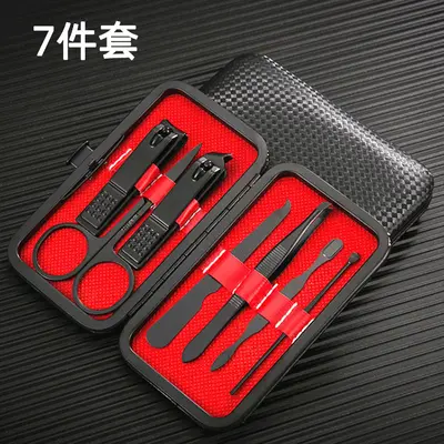 Black nail scissors set with nail clippers and manicure tools - 6