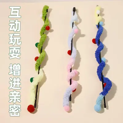 跨境新款宠物猫咪玩具铃铛毛绒条逗猫棒互动解压小猫玩具用品批发
