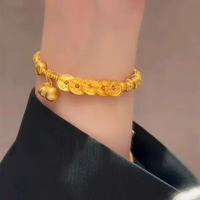 金色五帝古法葫芦盘缠手链中式复古小众女友饰品手工手串礼物国潮 - 5