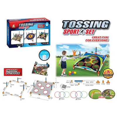 2-in-1 Bohnensäckchen-Ringwurfspiel für Kinder