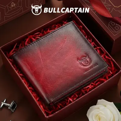 Men's Genuine Leather Short Wallet, Anti-Theft, Multi-Card Slots, Soft Cowhide - 11