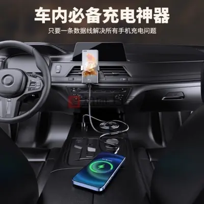 Hızlı Şarj Üçlü Şarj Cihazı Üç İn Bir Veri Kablosu USB-C Araç Şarj Kablosu Örgülü Craftsman X11