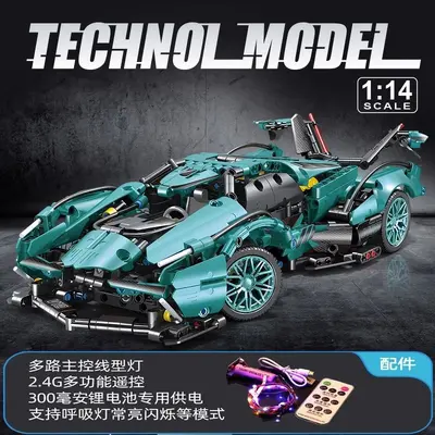 Совместим с Tiffany Blue High V12 Lamborghini Concept Sports Car Model Racing Car Building Blocks Assembly Car Children's Toy - 8