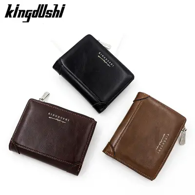 Men's Short Wallet, Retro Business Style, Side-Zip Coin Pouch - 2
