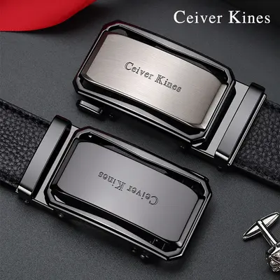 Ceiver Kines gerçek deri erkek kemeri otomatik toka gençlerin inek derisi kemer üst düzey rahat pantolon kemeri - 2
