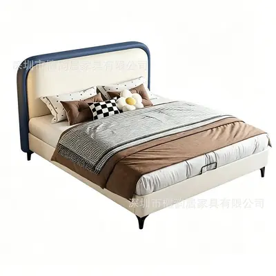 Solid Wood Single Children's Bed, Genuine Leather Upholstered Storage Bed - 6