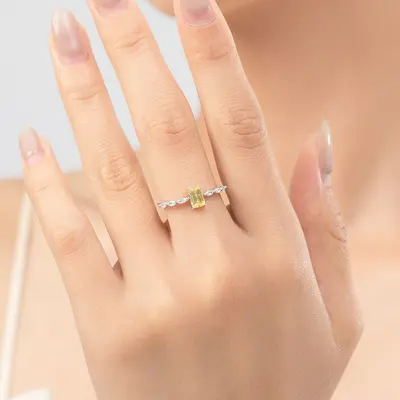 Modian S925 Gümüş Pembe Zirkon Yüzük Şeker Küpü - 3