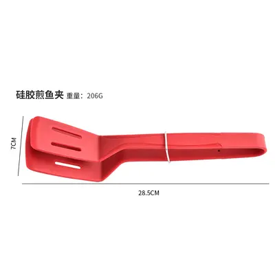 Silikon Balık Spatulası ve Biftek Maşası 2'si 1 Arada, Delikli, Kamp ve Piknik İçin - 3