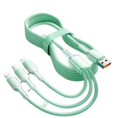 Buz kristali degrade renkli bir ila üç veri kablosu üçü bir arada süper hızlı şarj Huawei hızlı şarjı için uygun Type-C şarj kablosu