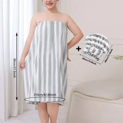 Sınır Ötesi Baskılı Bandeau Elbisesi Banyo Şapkası Kadın Ev Kullanımı Yazlık Banyo Havlusu Yumuşak Banyo Robası Su Emici Saç Kurutma Şapkası İki Parçalı Set