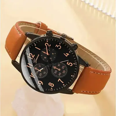 Sınır ötesi moda erkek iş saati popüler erkek kemeri kuvars saat PU kemer erkekler için gündelik saat
