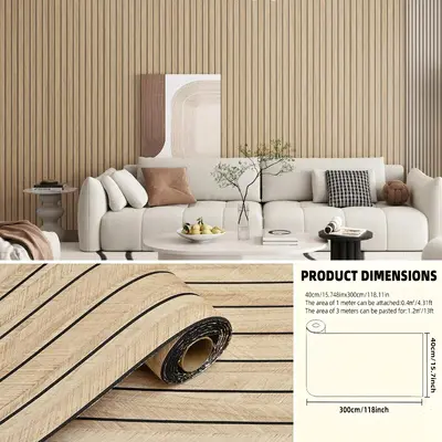 3D Self-Adhesive Wood Grain Wall Sticker, Waterproof - 8