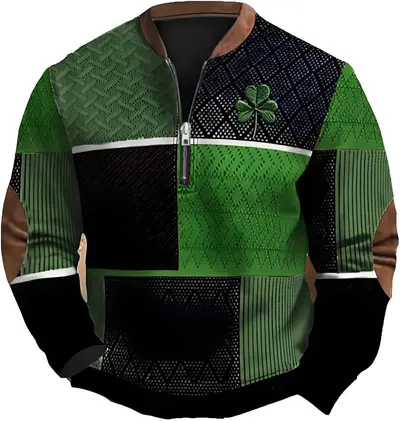 Erkek moda yarım fermuarlı sweatshirt, 3D dijital baskılı, spor - 8