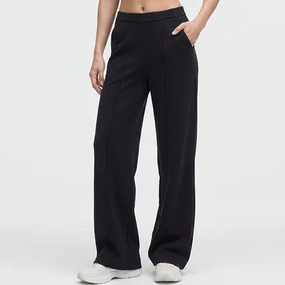 Kadın Yüksek Bel Geniş Paça Yoga Pantolonu, Lyocell Modal, Büzgülü