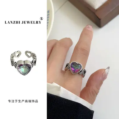 Lanzhi nicht verblasste luxuriöse Thai-Silber-Schmuck Zirkon grenzenloses handgefertigtes Schmuckstück übertriebenes Hip-Hop offenes 925er Silberring für Frauen - 13