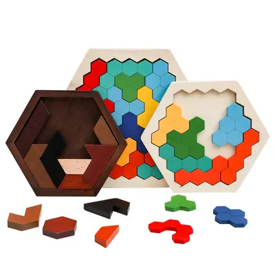 Holzpuzzle für Kinder mit Wabenmuster, 3-6 Jahre