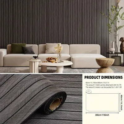 3D Self-Adhesive Wood Grain Wall Sticker, Waterproof - 10