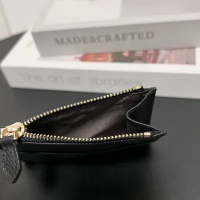 Genuine Leather Women's Card Holder, Cowhide, 2-in-1 Zip Coin Purse