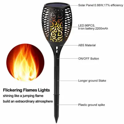 Waterproof 12 LED Solar-Powered Flame Garden Lamp