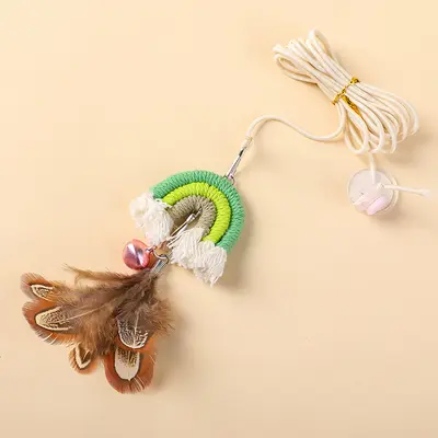Door-Hanging Rainbow Swing Cat Toy with Bell and Elastic Hook-and-Loop Strap - 7