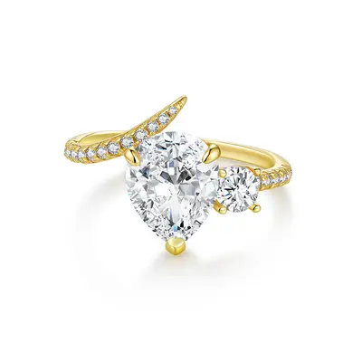 7x10 mm Tropfen 2 Karat Moissanit S925 Silberring für Damen