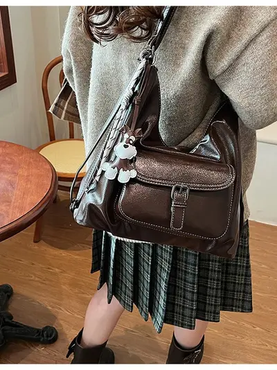 Maillard style backpack women 2025 new large capacity soft leather shoulder bag suburban multi-functional crossbody bag women's bag