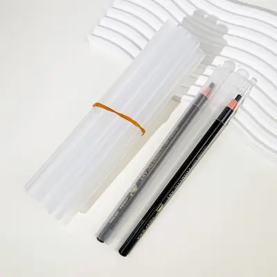 Transparent Round PP Plastic Tube, Eyebrow Pencil Protective Sleeve